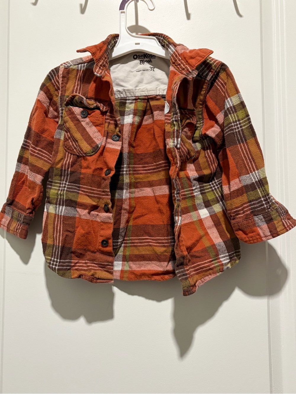 OshKosh B'gosh Orange Plaid Button-Down Shirt with Chest Pocket